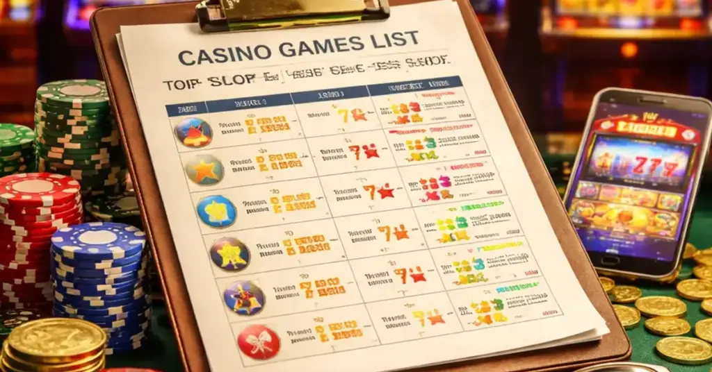 Casino Games List With Top Slot Selections, casino games list, top slot selections