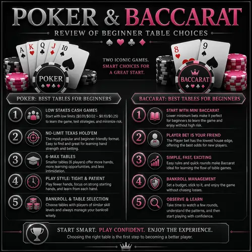 Poker and Baccarat Review of Beginner Table Choices