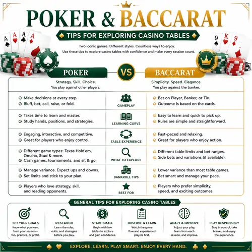 Poker and Baccarat Tips for Exploring Casino Tables
