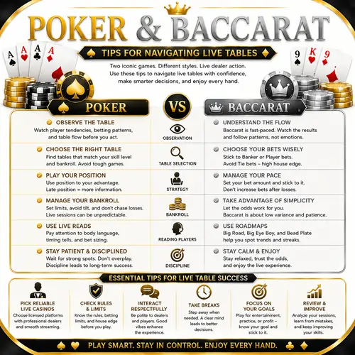 Poker and Baccarat Tips for Navigating Live Tables
